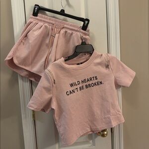 Nwt Shorts set Pink Graphic Tee and Shorts Set size small